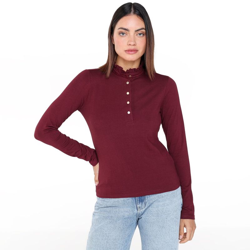 BASEMENT - Blusa Mujer Manga larga de Algodón Basement