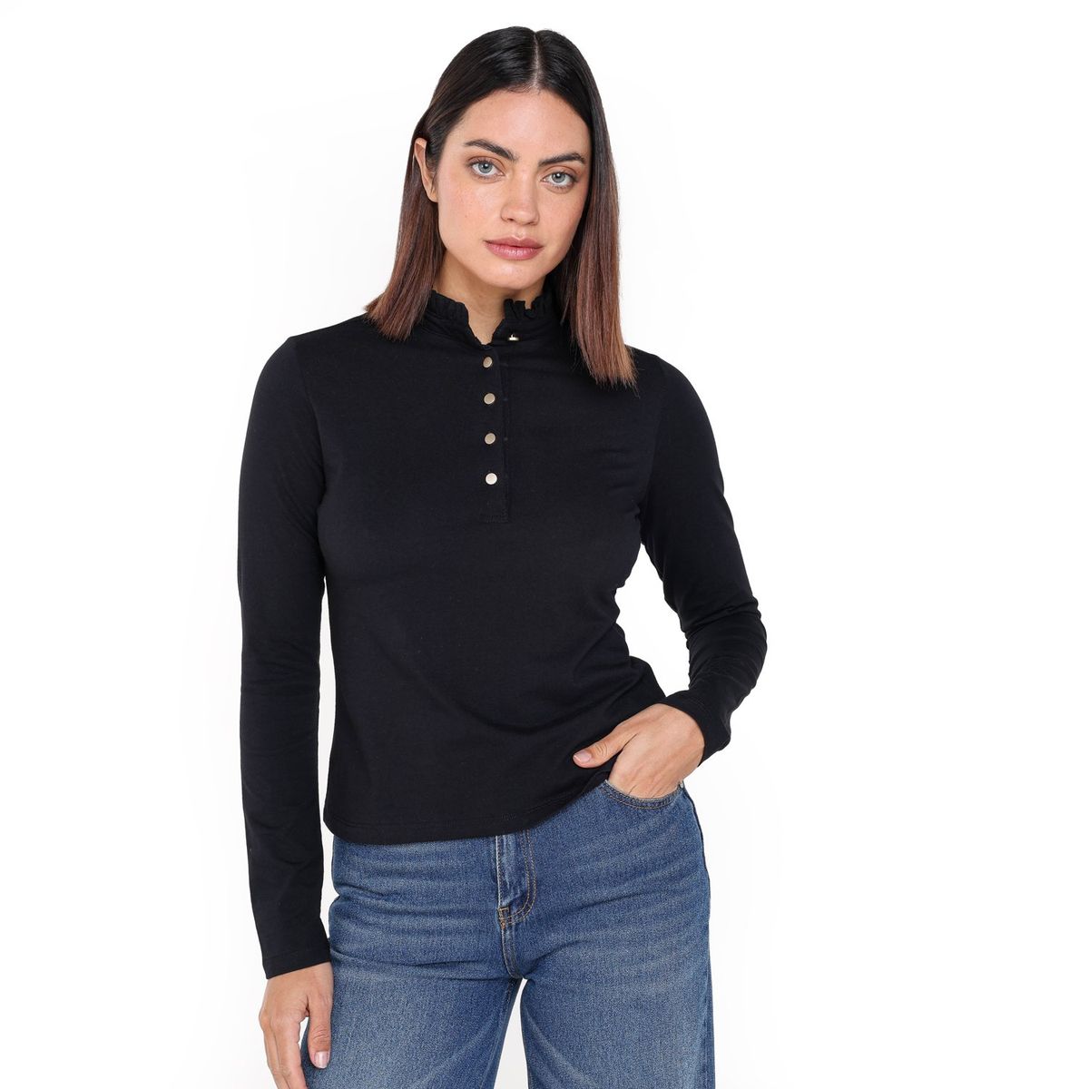 BASEMENT - Blusa Mujer Manga larga de Algodón Basement