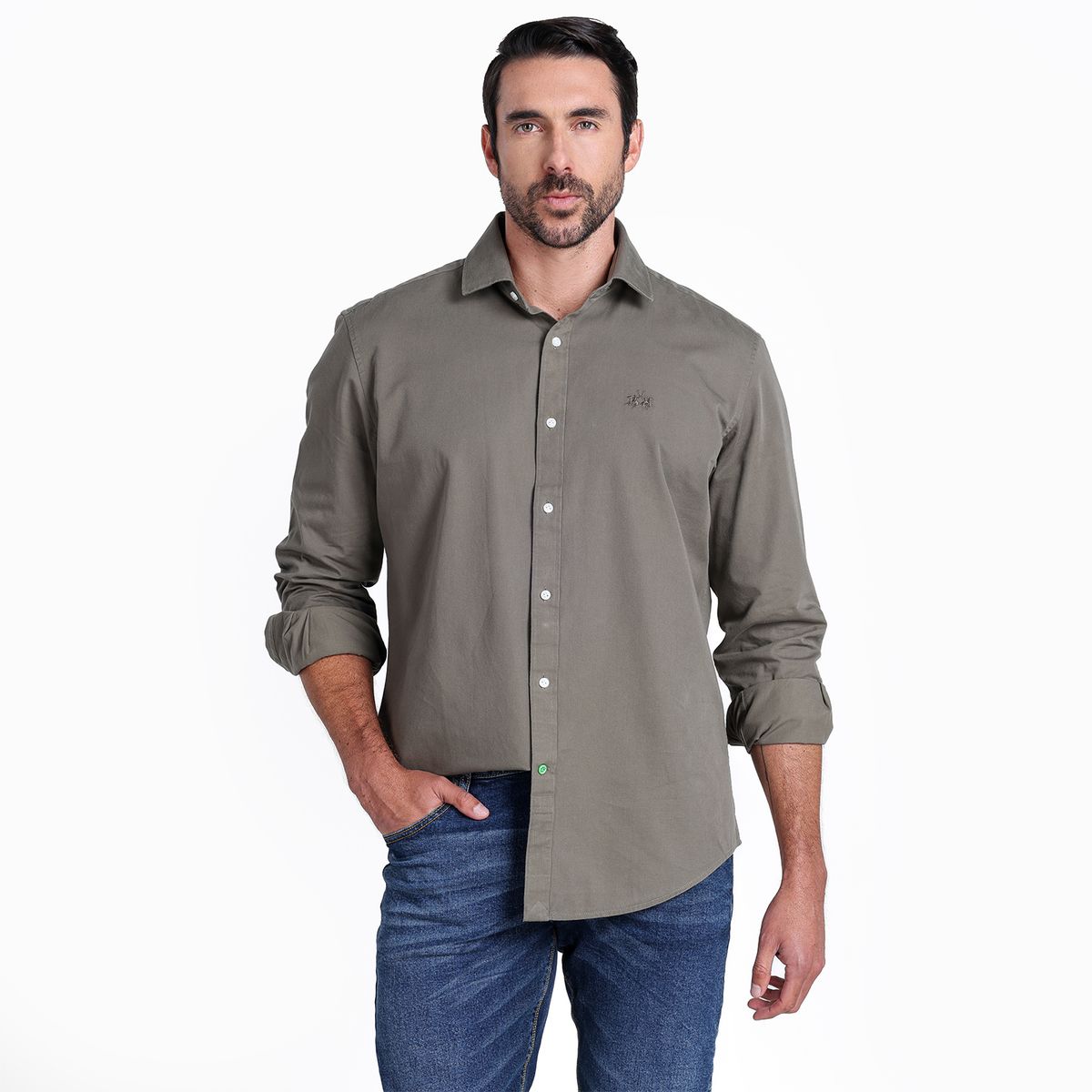 LA MARTINA - Camisa Hombre  Manga larga Recto de Algodón La Martina