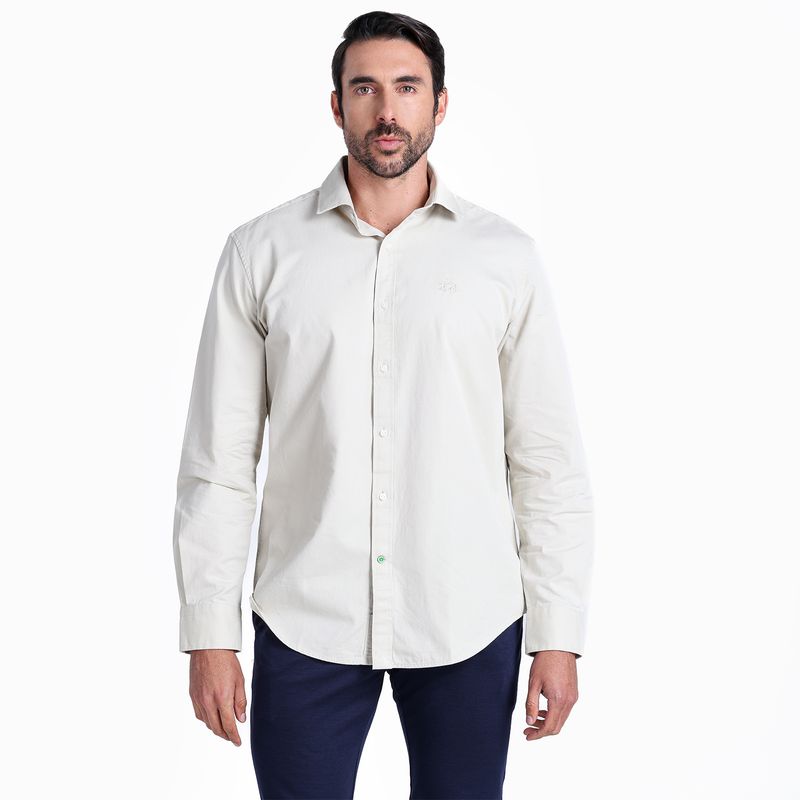 LA MARTINA - Camisa Hombre  Manga larga Recto de Algodón La Martina