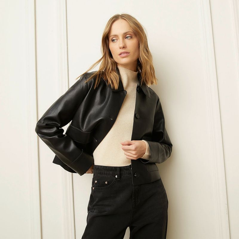 BASEMENT - Chaqueta Mujer Efecto cuero Basement