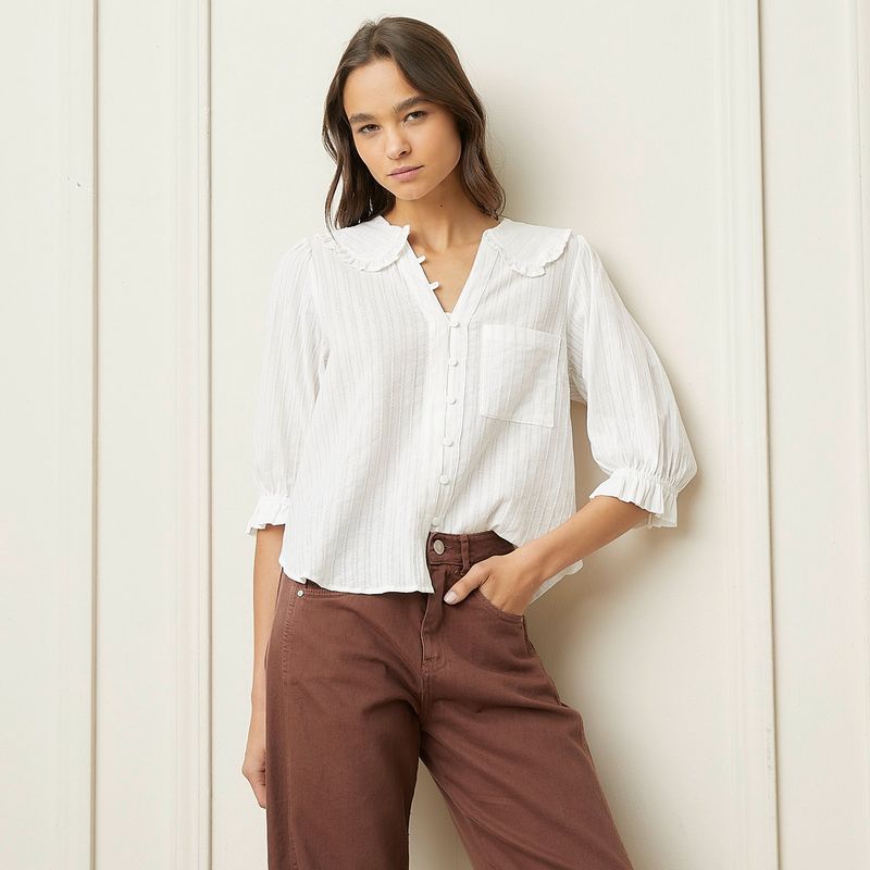 BASEMENT - Blusa Mujer Manga larga de Algodón Basement