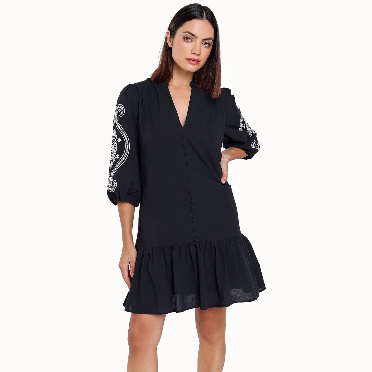 BASEMENT - Vestido Mujer Corto de Algodón Basement