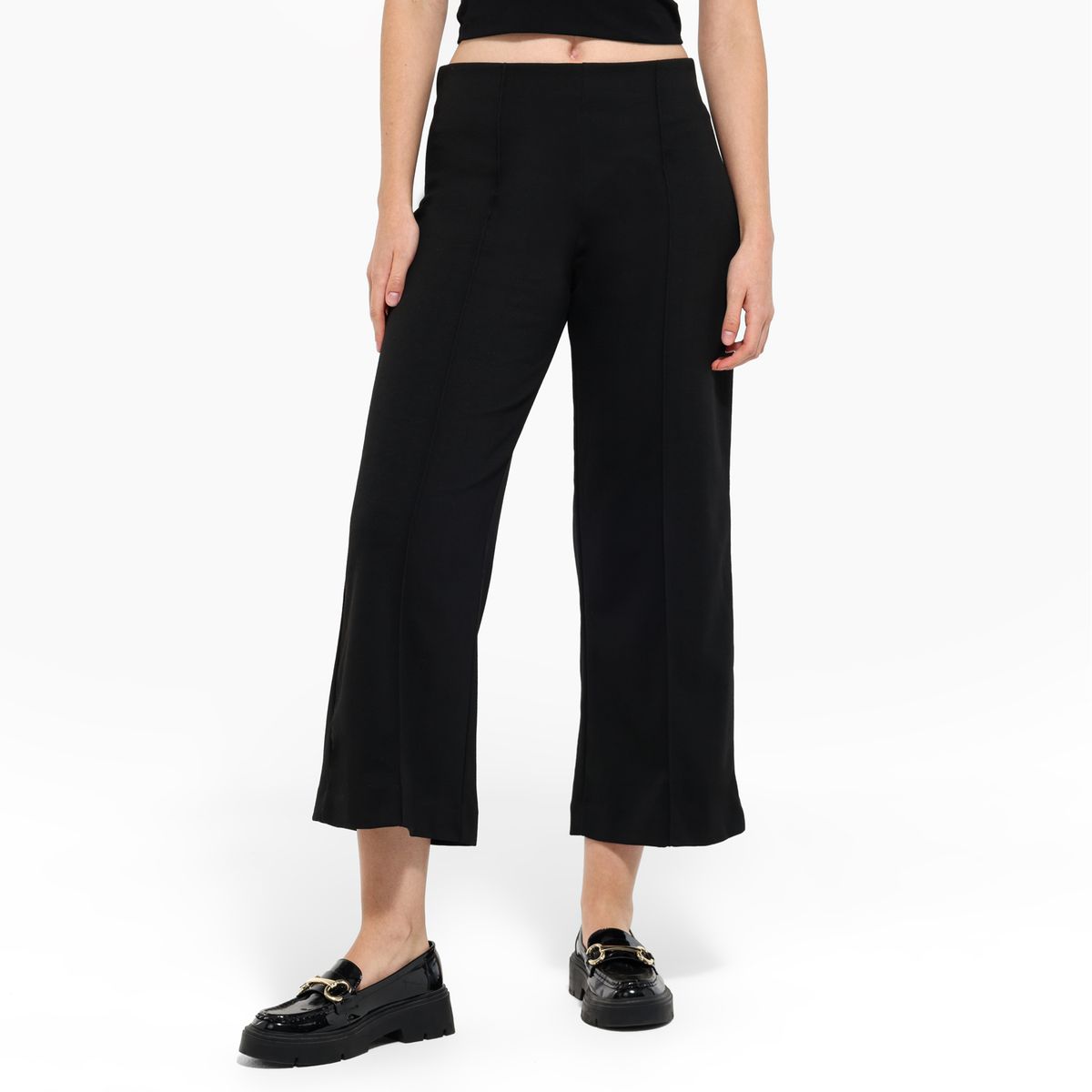 BASEMENT - Pantalón Wide leg Mujer Tiro medio de Cuadros Basement