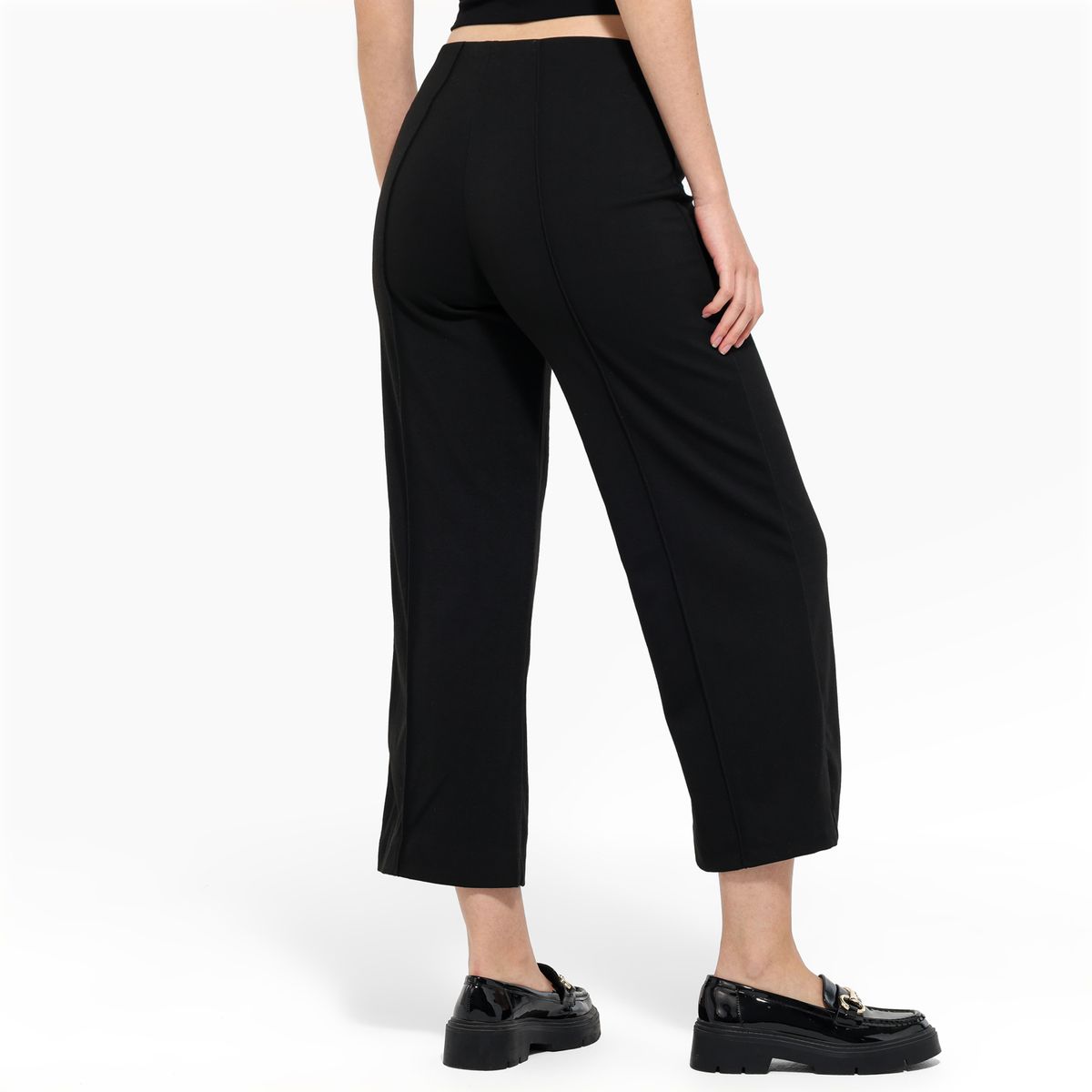 BASEMENT - Pantalón Wide leg Mujer Tiro medio de Cuadros Basement