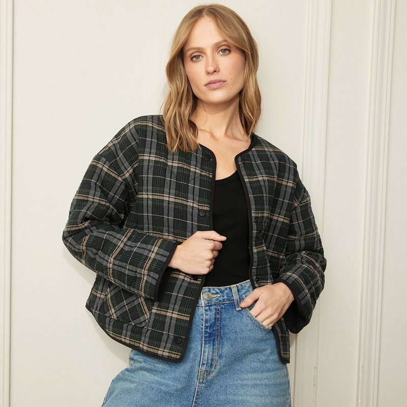 BASEMENT - Chaqueta Mujer de Cuadros Basement