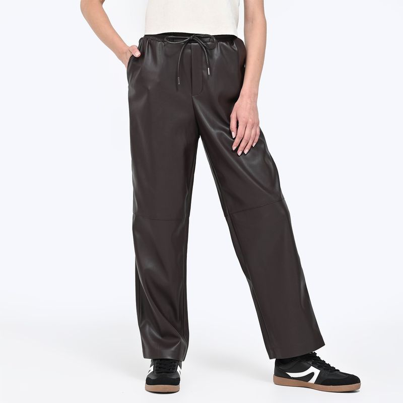 DENIMLAB - Pantalón Mujer Tiro medio Efecto cuero Denimlab