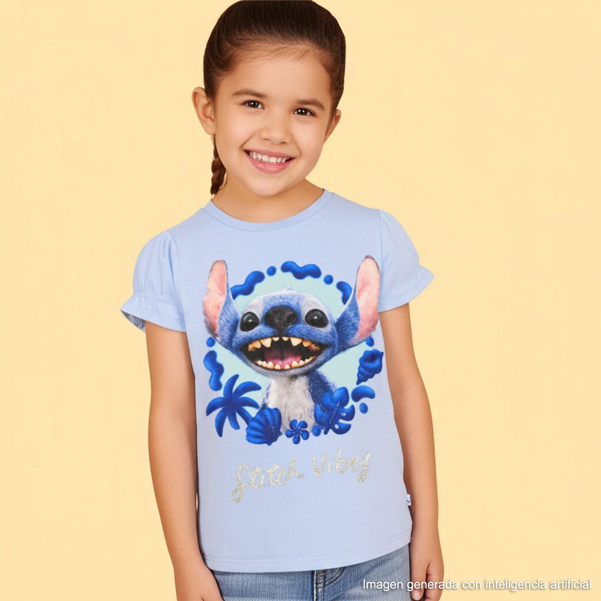 LILO & STITCH - Camiseta Niña con Estampado Manga corta Algodón Lilo & Stitch