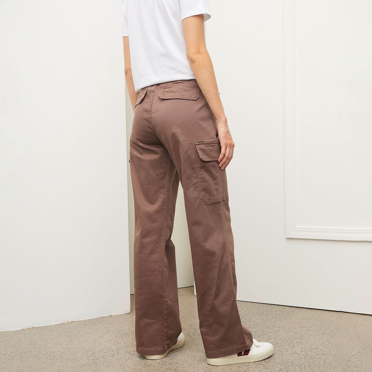 BASEMENT - Pantalón Cargo para Mujer Tiro alto de Algodón Basement