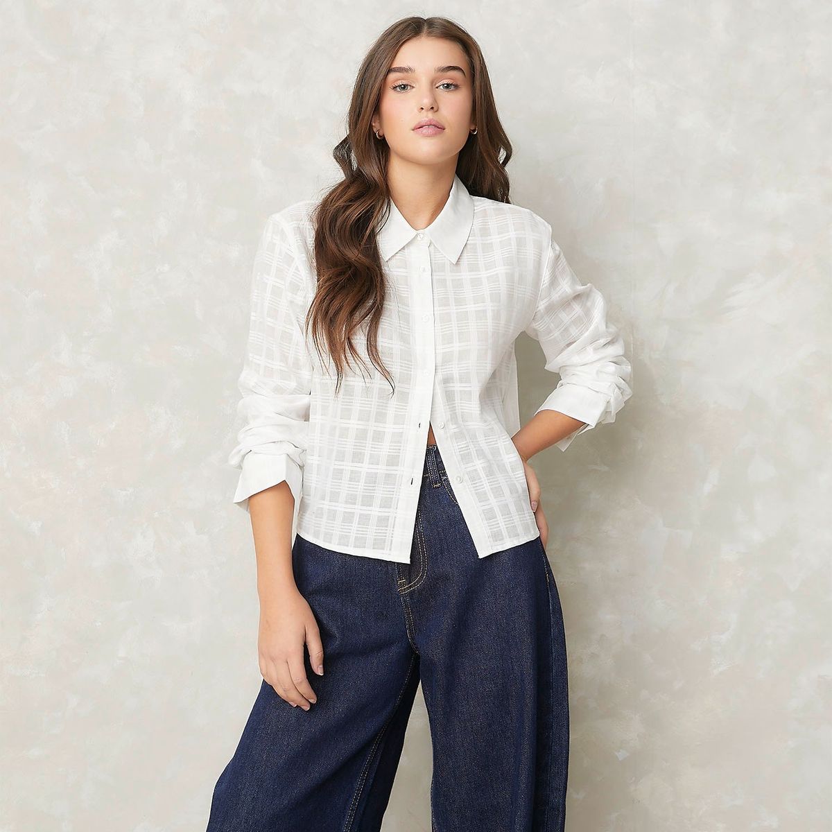 SYBILLA - Blusa Mujer de Cuadros Manga larga de Algodón Sybilla