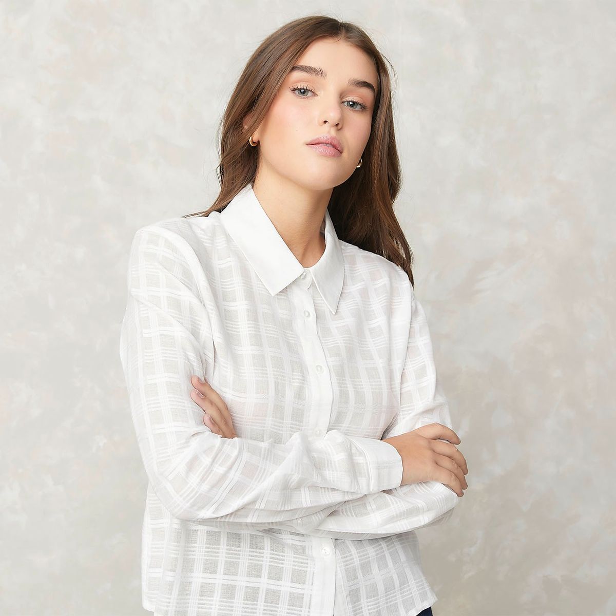 SYBILLA - Blusa Mujer de Cuadros Manga larga de Algodón Sybilla