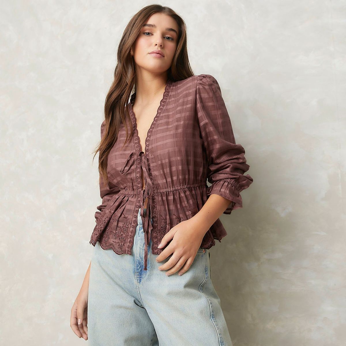 SYBILLA - Blusa Mujer Anudada Manga larga de Algodón Sybilla