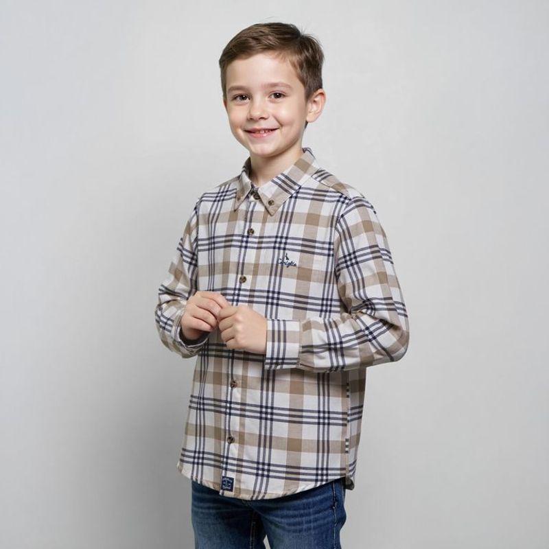 CONIGLIO - Camisa Niño de Cuadros Manga larga Algodón Coniglio
