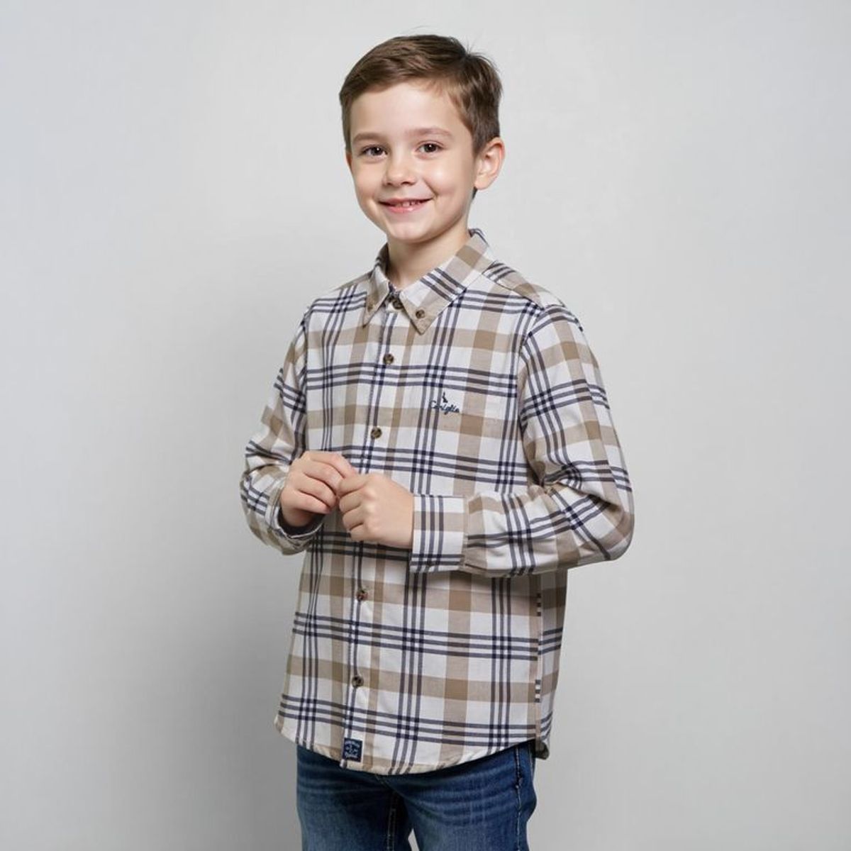 CONIGLIO - Camisa Niño de Cuadros Manga larga Algodón Coniglio