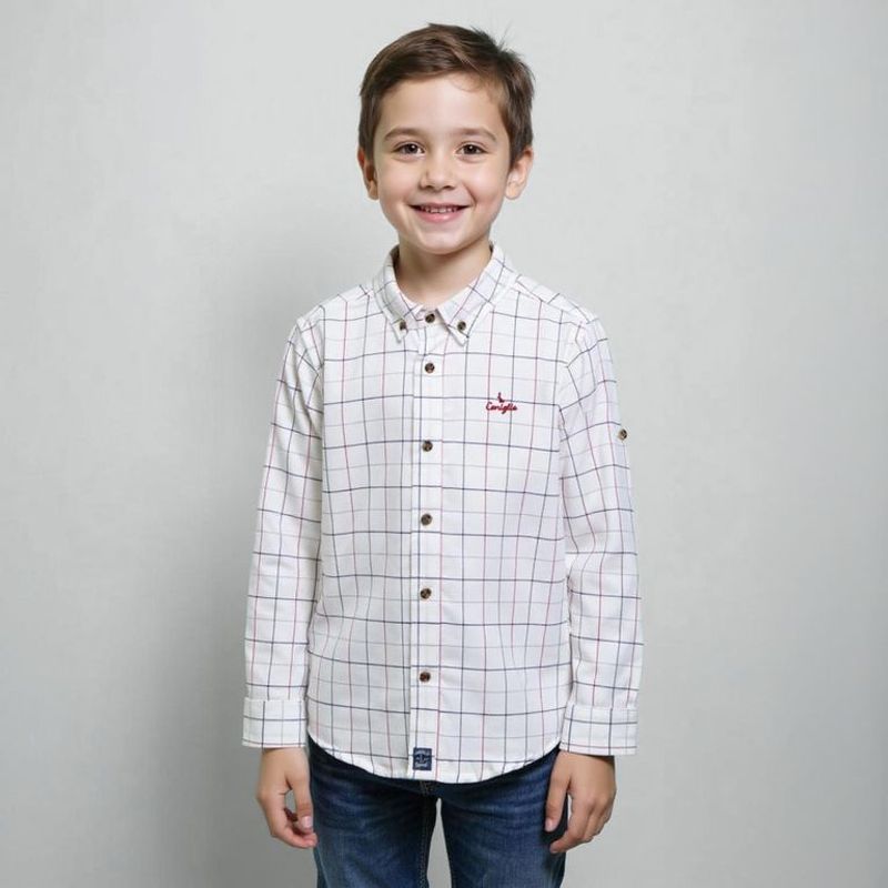 CONIGLIO - Camisa Niño de Cuadros Manga larga Algodón Coniglio