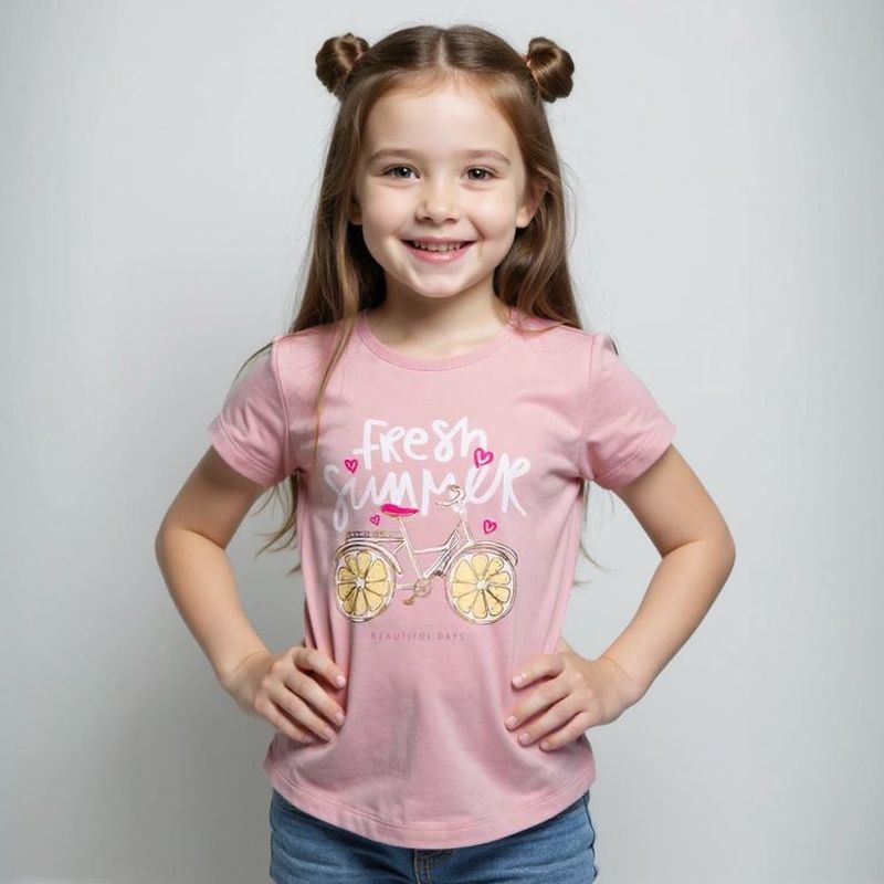 YAMP - Camiseta Niña con Estampado  Manga corta Algodón Yamp