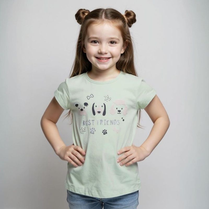 YAMP - Camiseta Niña con Estampado  Manga corta Algodón Yamp