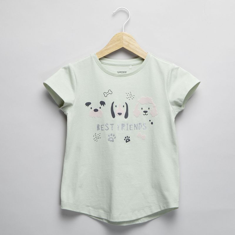 YAMP - Camiseta Niña con Estampado  Manga corta Algodón Yamp
