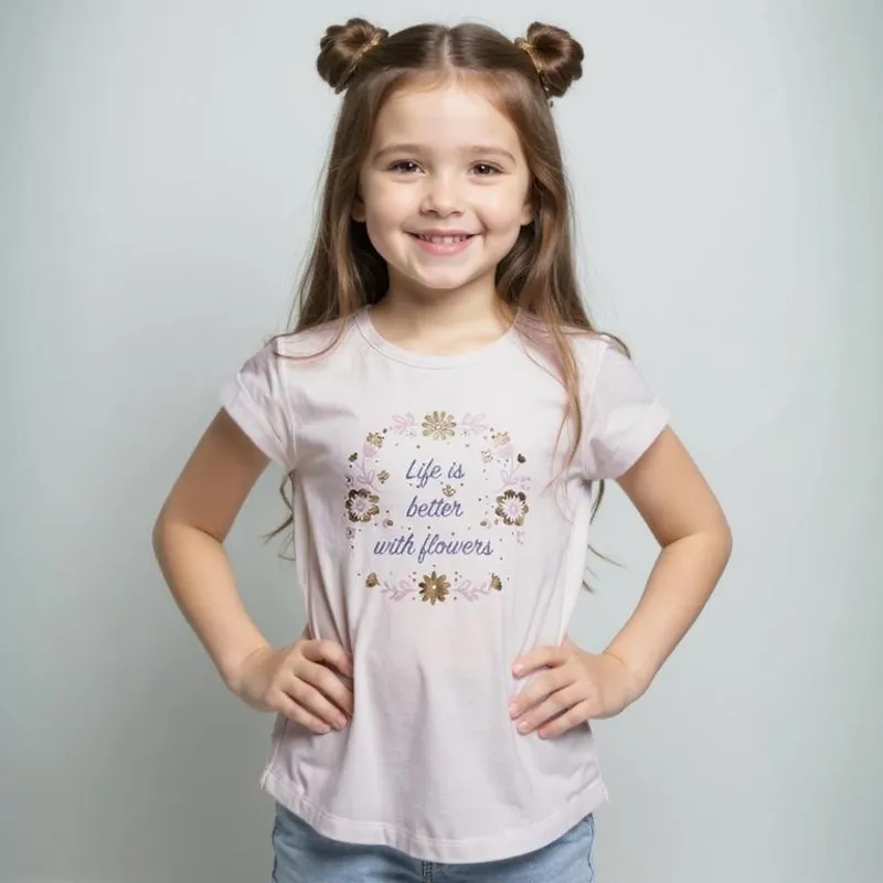 YAMP - Camiseta Niña con Estampado  Manga corta Algodón Yamp