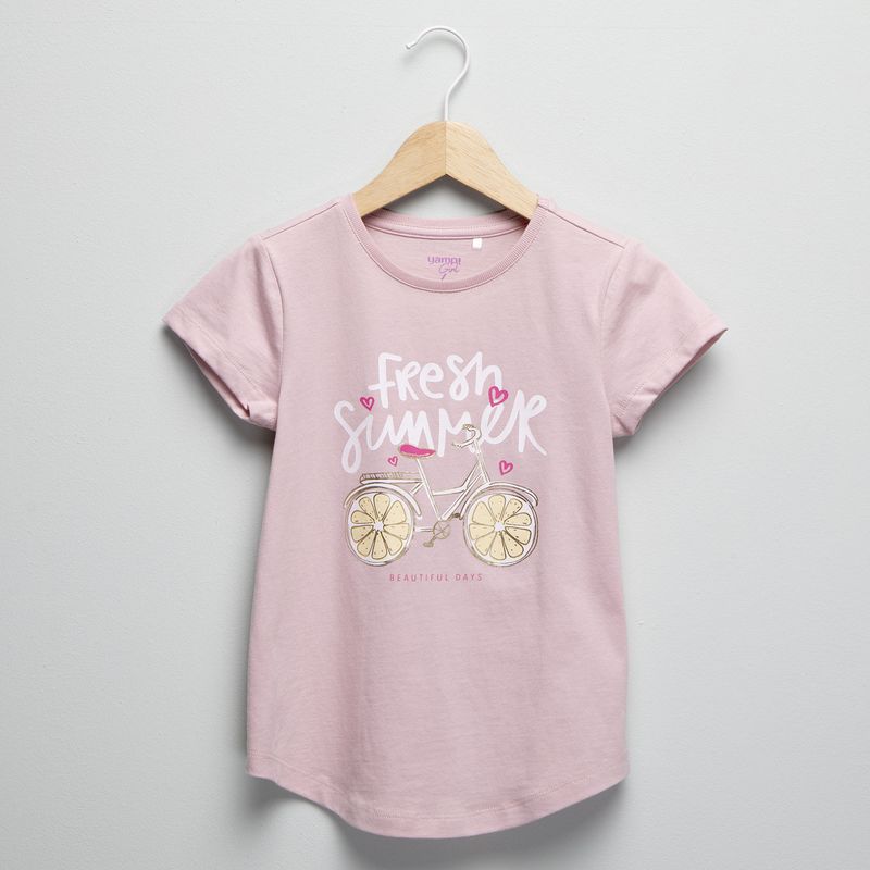 YAMP - Camiseta Niña con Estampado  Manga corta Algodón Yamp