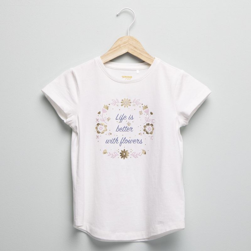 YAMP - Camiseta Niña con Estampado  Manga corta Algodón Yamp