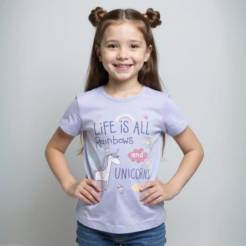 YAMP - Camiseta Niña con Estampado  Manga corta Algodón Yamp