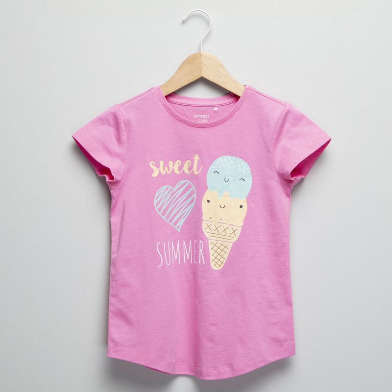 YAMP - Camiseta Niña con Estampado  Manga corta Algodón Yamp