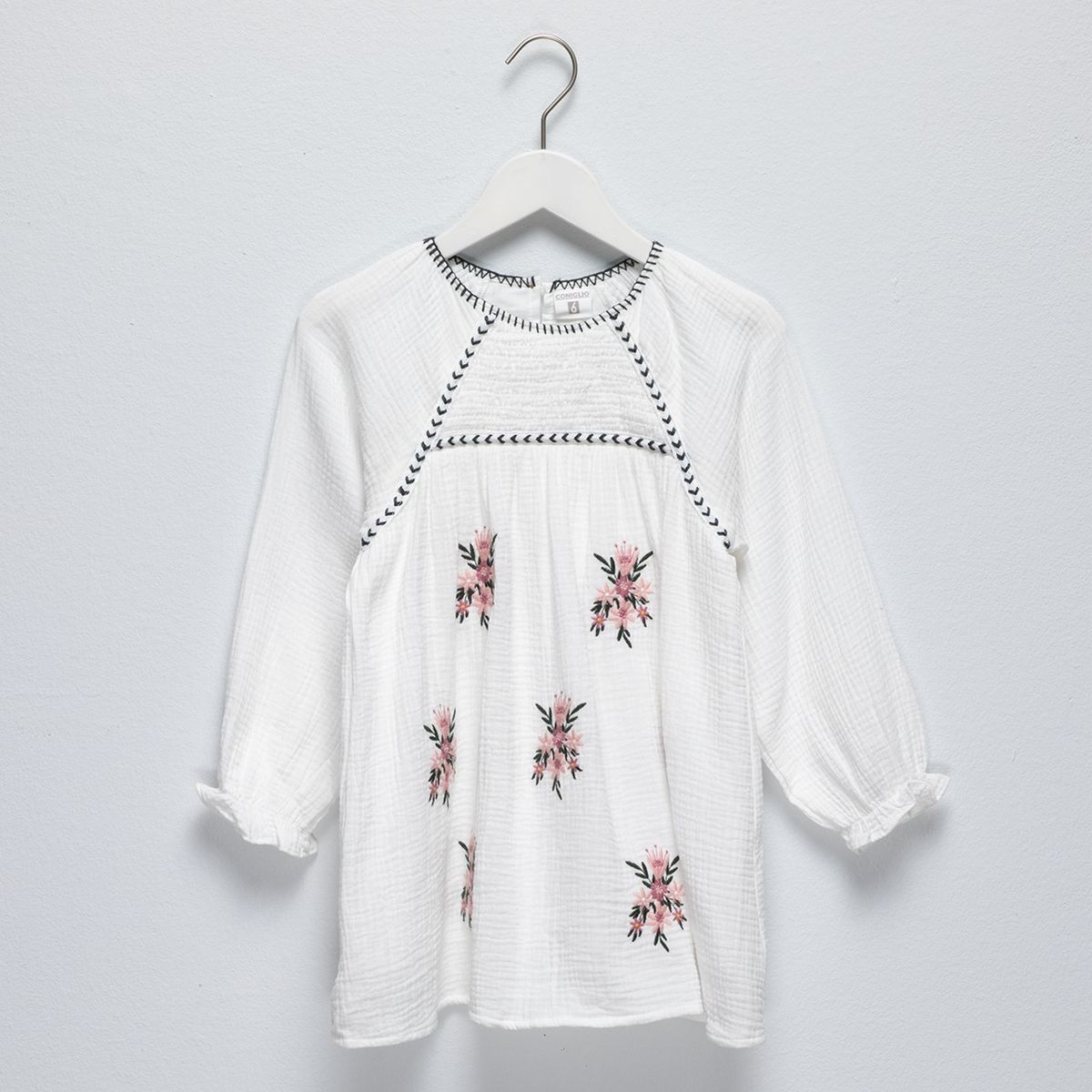 CONIGLIO - Vestido Niña Bordado Manga larga Algodón Coniglio