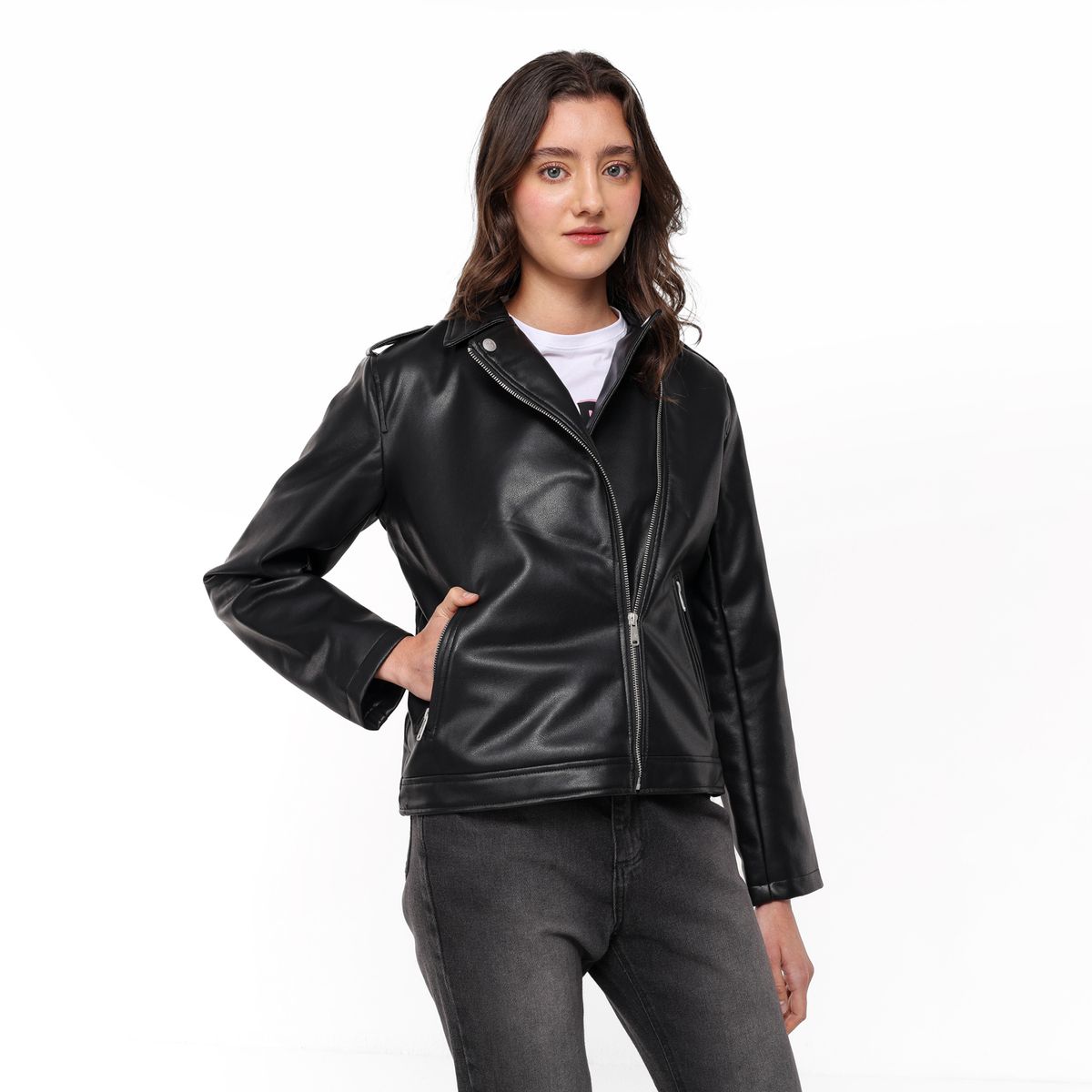 ELV - Chaqueta Niña  Efecto cuero Elv