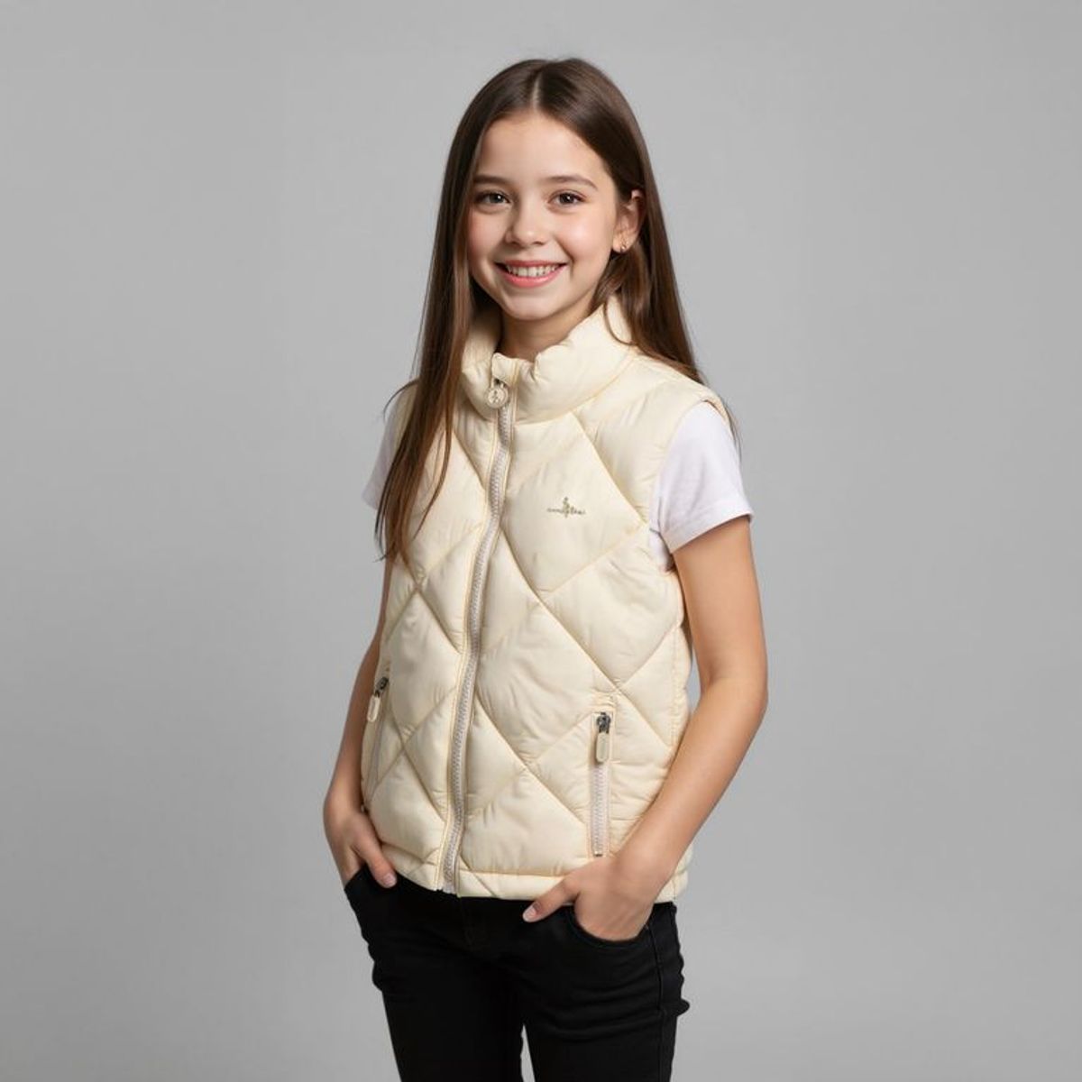 CONIGLIO - Chaleco Con cuello para Niña Acolchado Coniglio