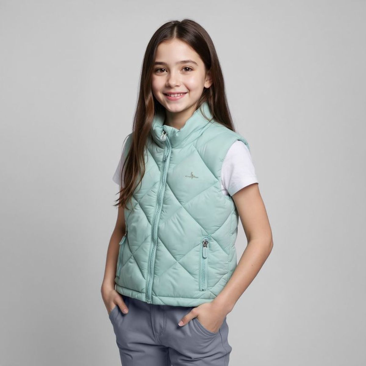 CONIGLIO - Chaleco Con cuello para Niña Acolchado Coniglio