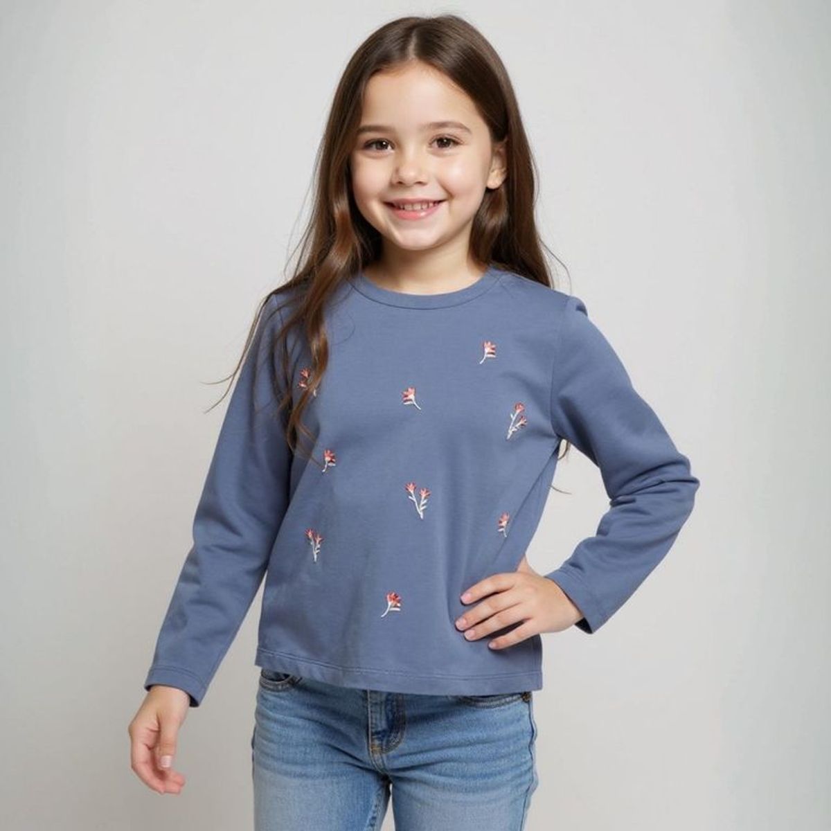 YAMP - Camiseta manga larga Niña Flores Manga larga Algodón Yamp