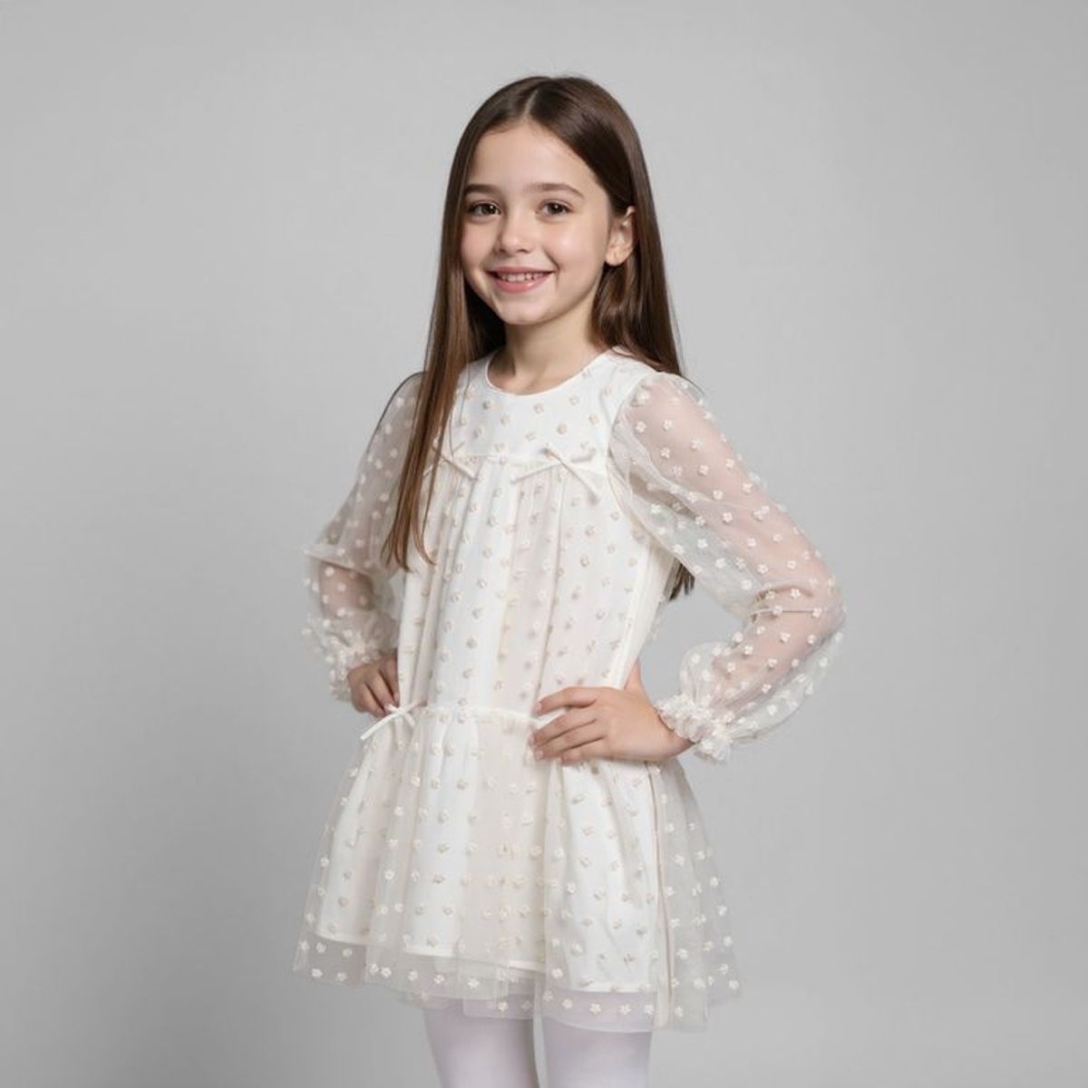 CONIGLIO - Vestido Niña  Con aplique Manga larga Coniglio