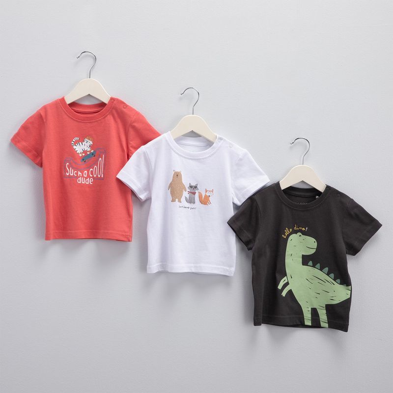 YAMP - Camisetas Bebé niño Pack de 3 unidades Manga corta Algodón Yamp