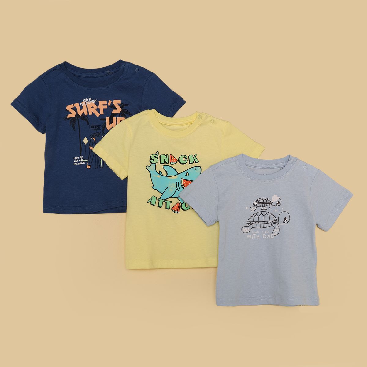 YAMP - Camisetas Bebé niño Pack de 3 unidades Manga corta Algodón Yamp