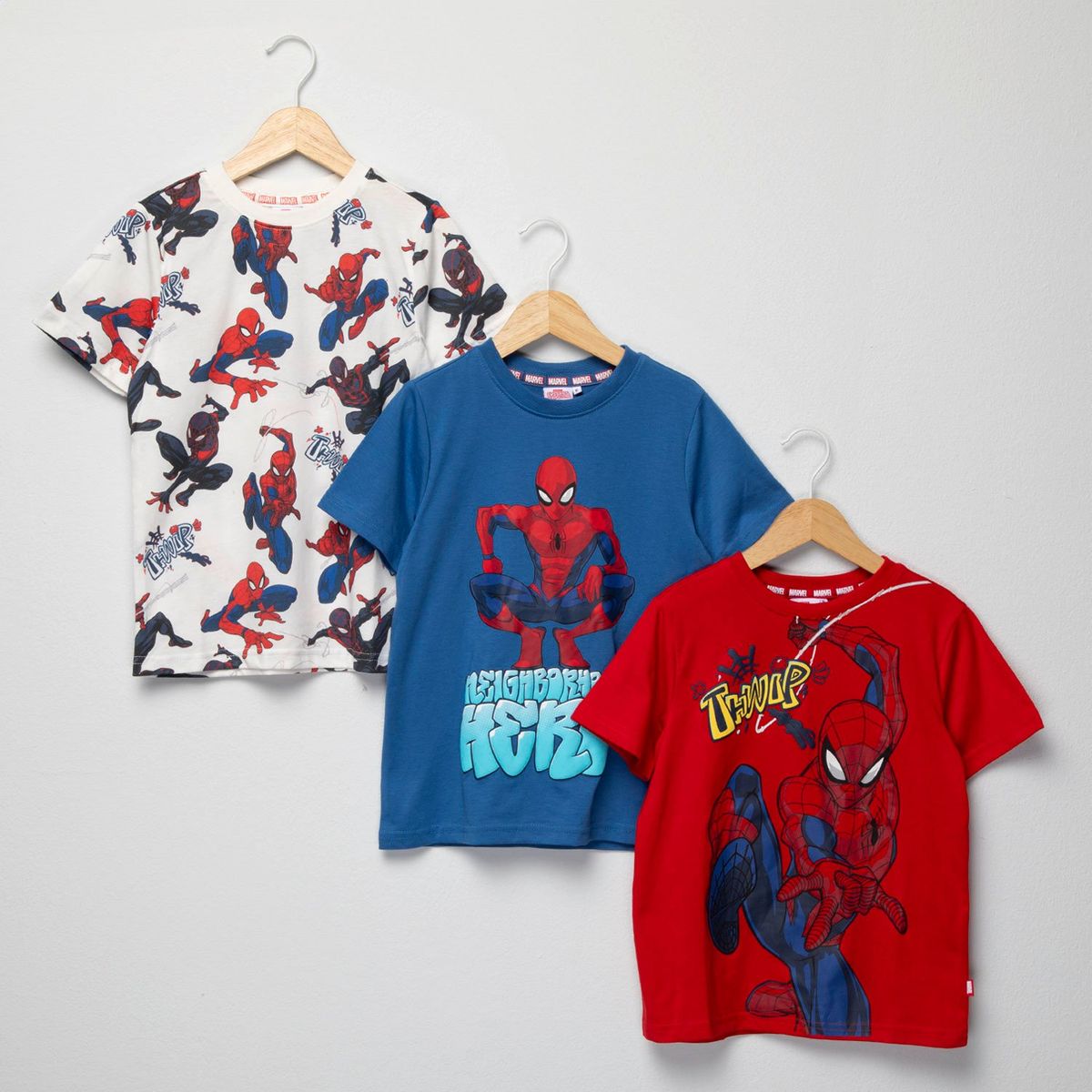 SPIDER MAN - Camisetas Niño con Estampado Pack de 3 Manga corta Algodón Spiderman