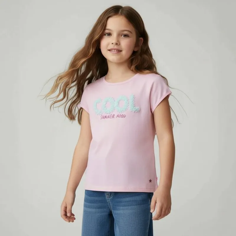 YAMP - Camiseta Niña Con aplique Manga corta Algodón Yamp