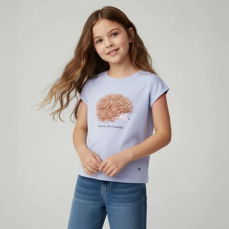 YAMP - Camiseta Niña Con aplique Manga corta Algodón Yamp