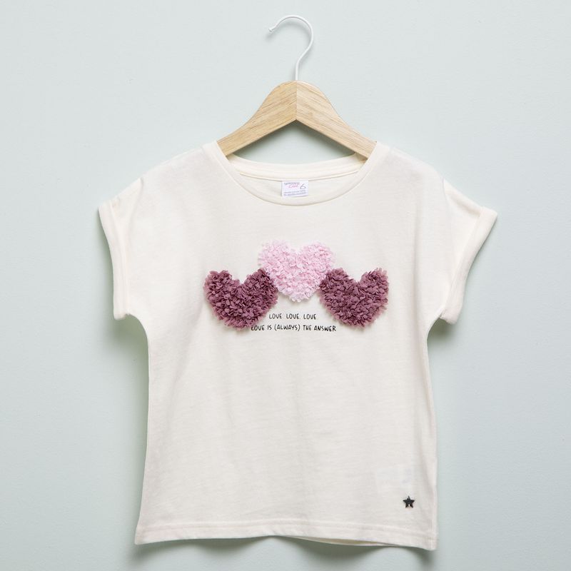 YAMP - Camiseta Niña Con aplique Manga corta Algodón Yamp