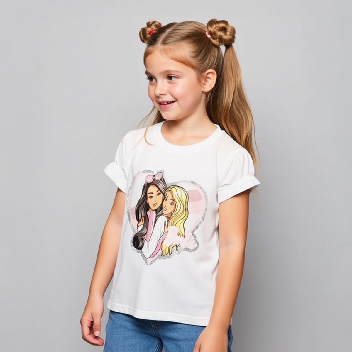 BARBIE - Camiseta para Niña Manga corta de Algodón Barbie