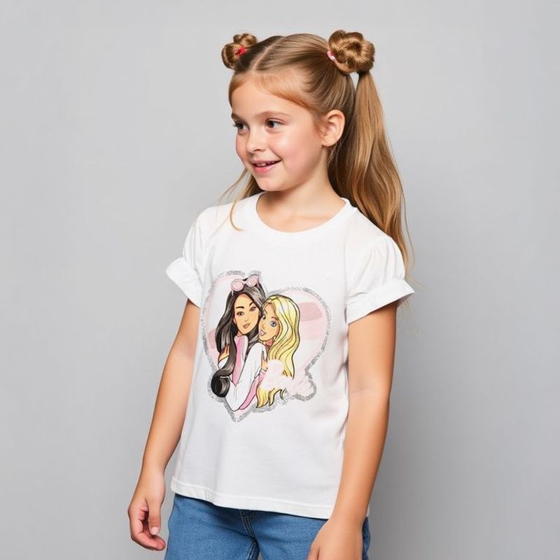 Harry Bear Maglietta per Ragazze Gattino Gatto Bianco 5-6 Anni