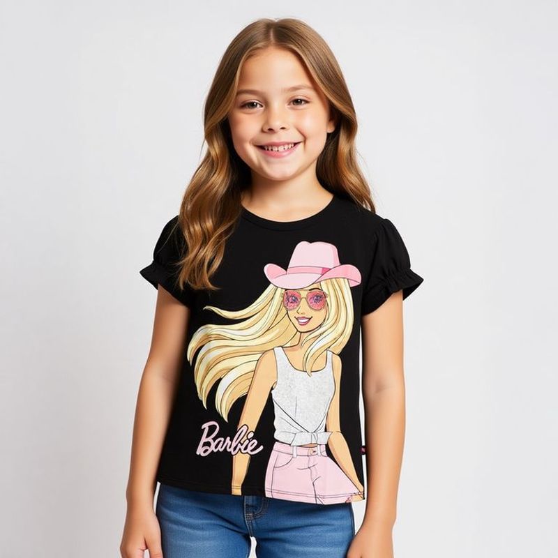 BARBIE - Camiseta para Niña Manga corta de Algodón Barbie
