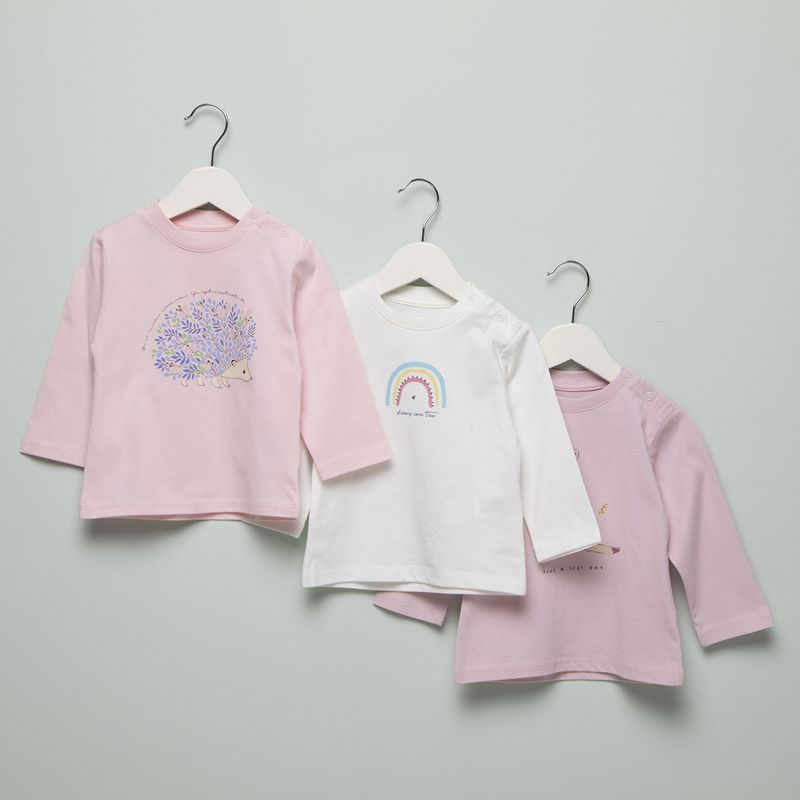 YAMP - Camisetas Bebé niña Pack de 3 unidades Manga larga Algodón Yamp