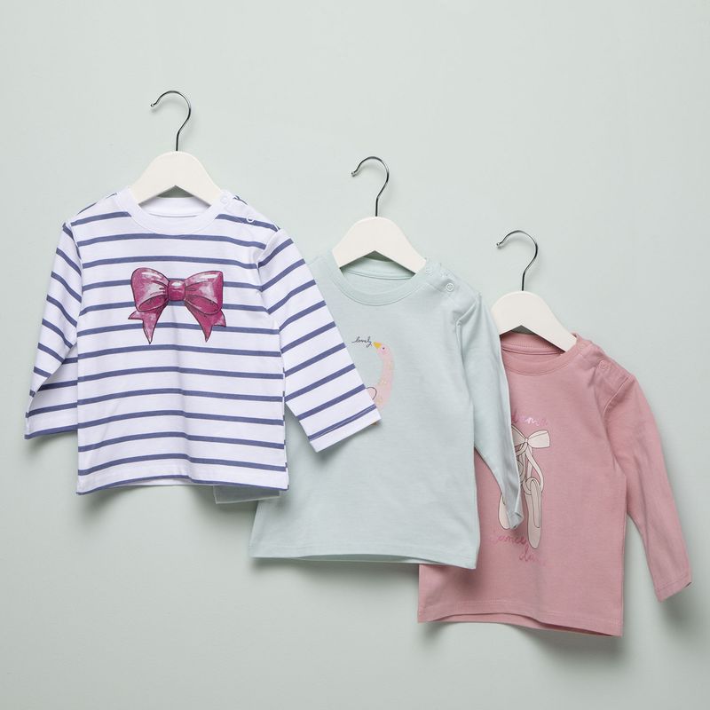 YAMP - Camisetas Bebé niña Pack de 3 unidades Manga larga Algodón Yamp