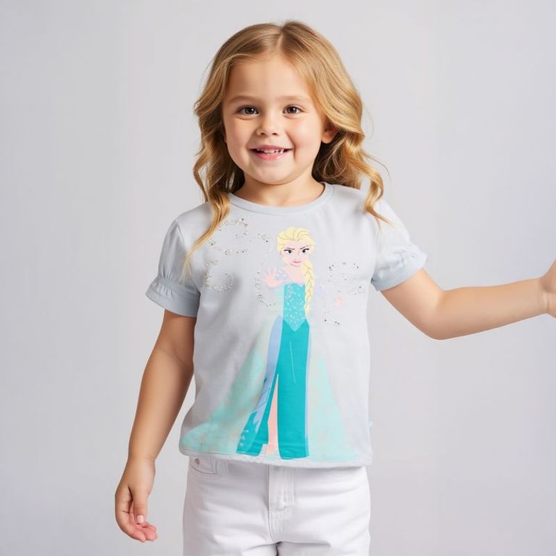 DISNEY - Camiseta Niña con Estampado Frozen Manga corta Algodón Frozen