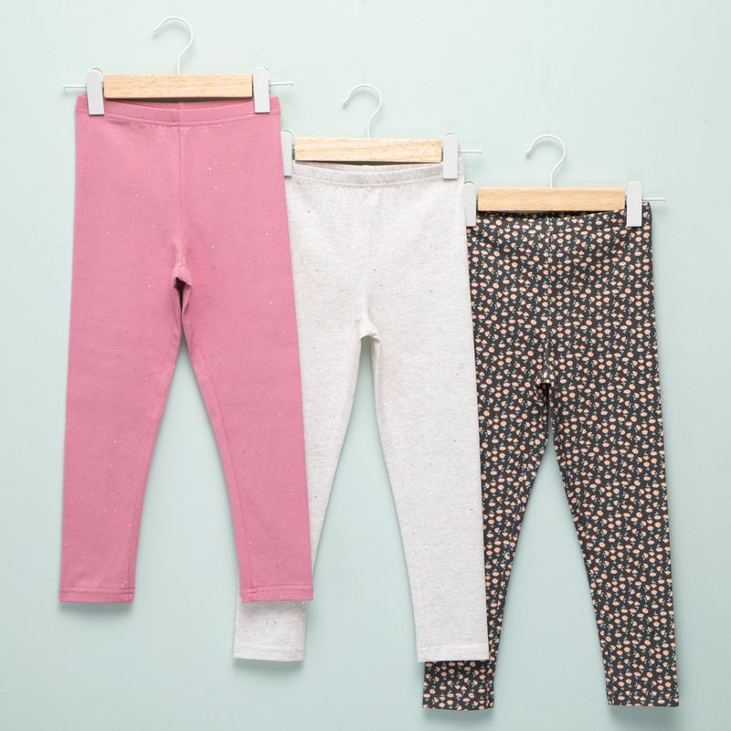 YAMP - Leggings Niña Pack de 3 unidades con Cintura elásticada  Algodón Yamp