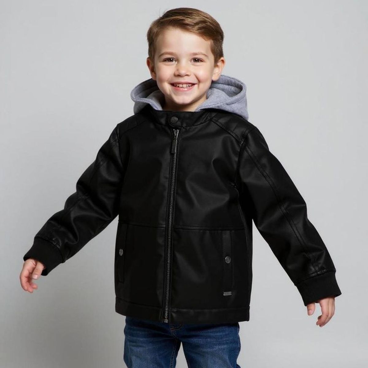 YAMP - Chaqueta Niño Efecto cuero Con capucha Yamp