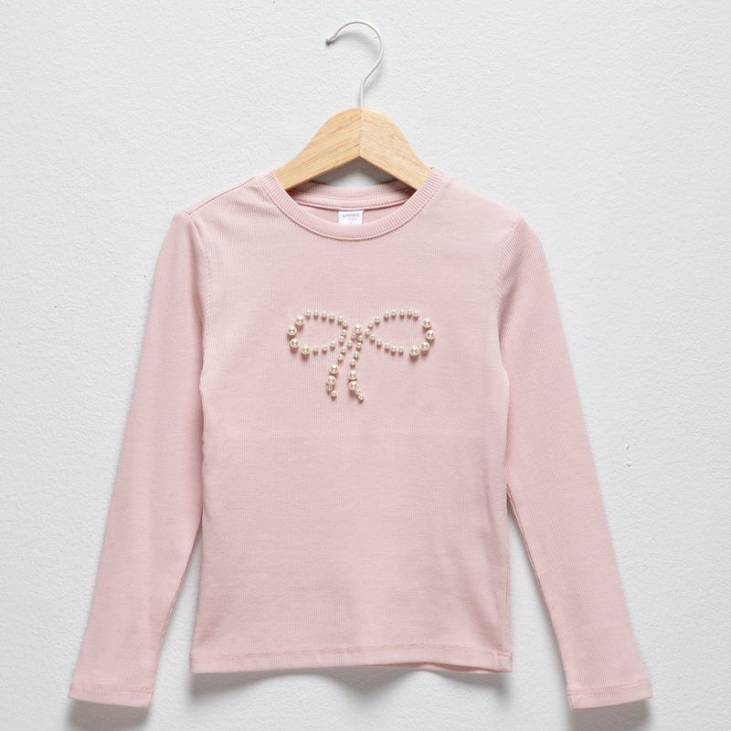 YAMP - Camiseta manga larga Niña  Con aplique   Manga larga Algodón Yamp