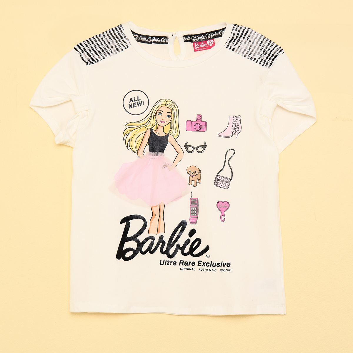 BARBIE - Camiseta Niña  con Estampado Manga corta Algodón Barbie