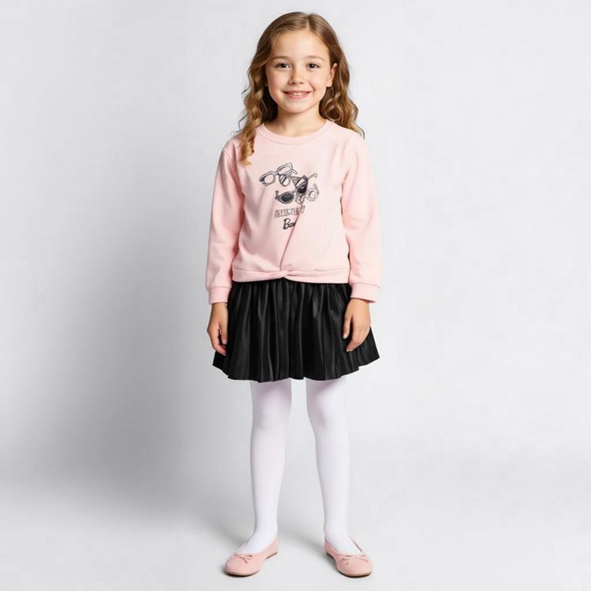 BARBIE - Vestido Niña  con Estampado Manga larga Algodón Barbie